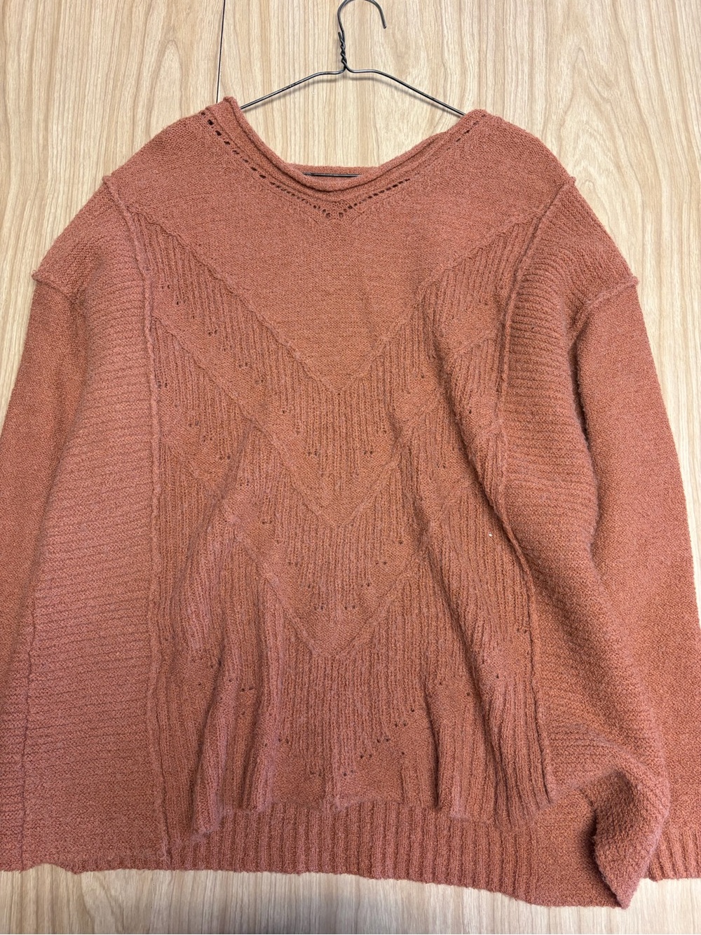 Women's Scoop Neck Knit Sweater in Rust